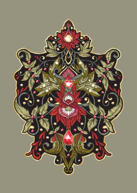 Yama, nakış taklidi. Dekoratif motif