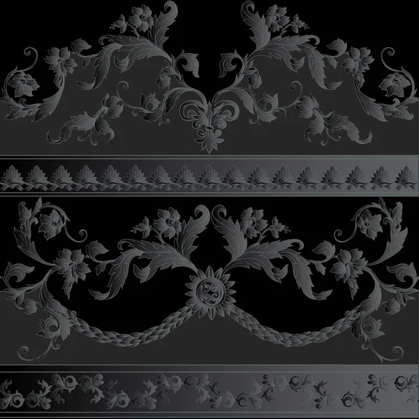 Bezešvé vzory, pozadí v barokním, rokokovém, viktoriánském, renesančním stylu. — Stockový vektor