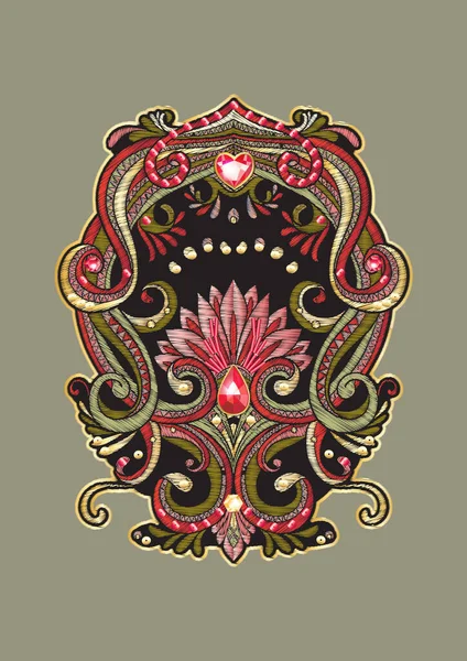 Patch, imitação de bordados. Motivo decorativo — Vetor de Stock