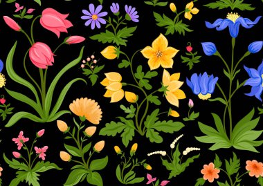 Gelenek motifi, eski moda fantezi çiçekleri, klasik tarz..