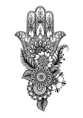 Süslü el çizimi hamsa.