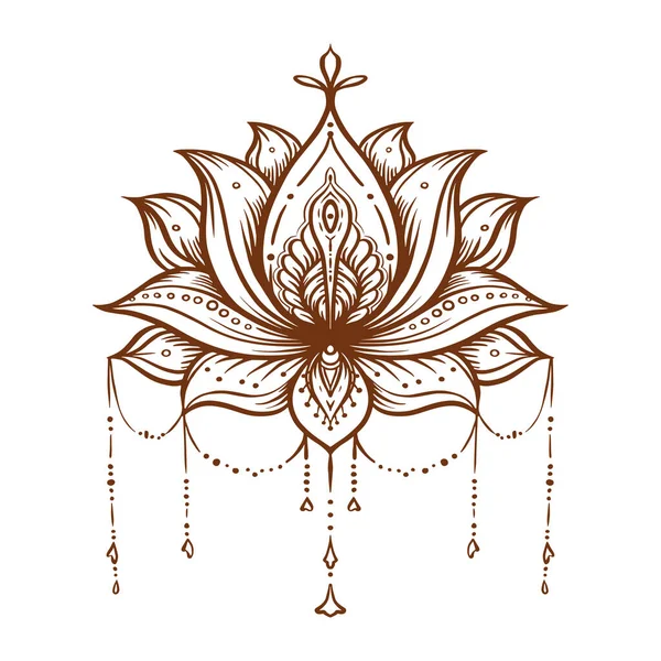 Διακοσμημένο λουλούδι Lotus. Ayurveda σύμβολο της αρμονίας — Διανυσματικό Αρχείο