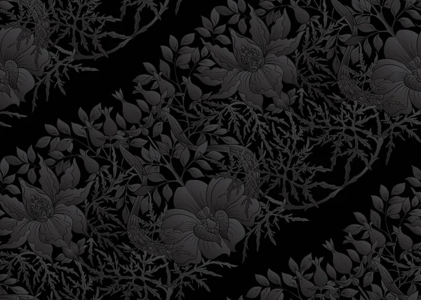 Kwiatowy bezszwowy wzór, tło w stylu art nouveau — Wektor stockowy