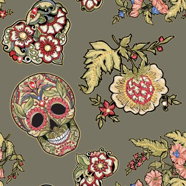 Kusursuz desen, yamayla arkaplan, nakış taklidi.