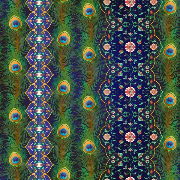 Φτερά Peacock Απρόσκοπτη μοτίβο, φόντο — Διανυσματικό Αρχείο