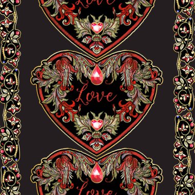 Nakışlı aşk kalp şeklinde bir yama.