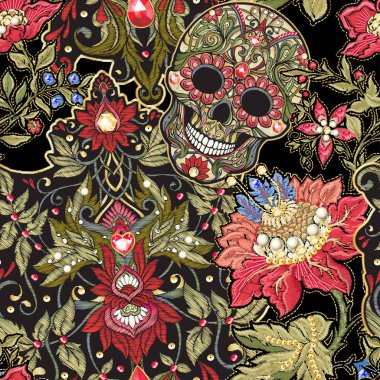 Kusursuz desen, yamayla arkaplan, nakış taklidi.