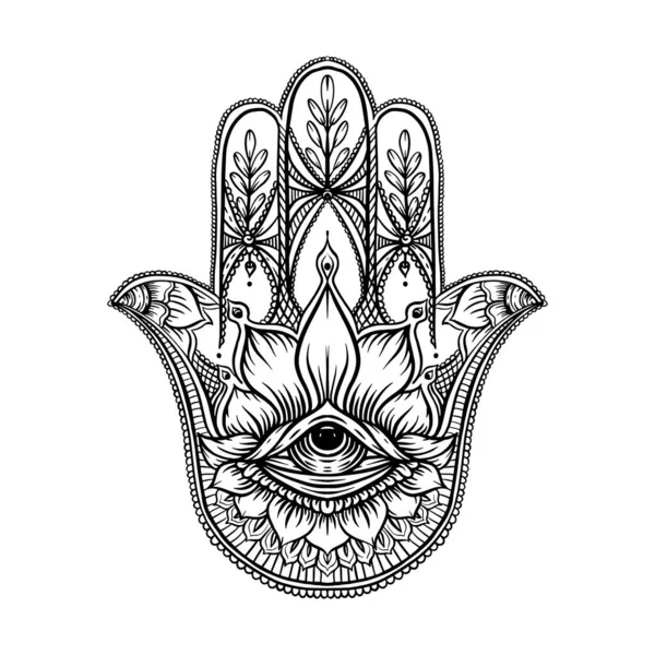 Ornate hand drawn hamsa. — Stock Vector