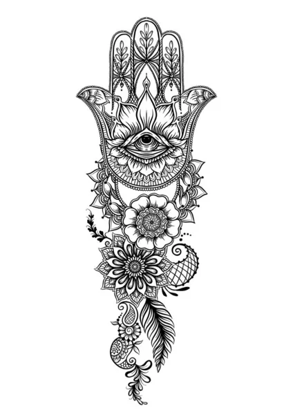 Ornate hand drawn hamsa. — Stock Vector