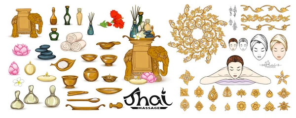 Masaje tailandés tradicional. Elementos para diseño, logotipo, símbolos . — Vector de stock