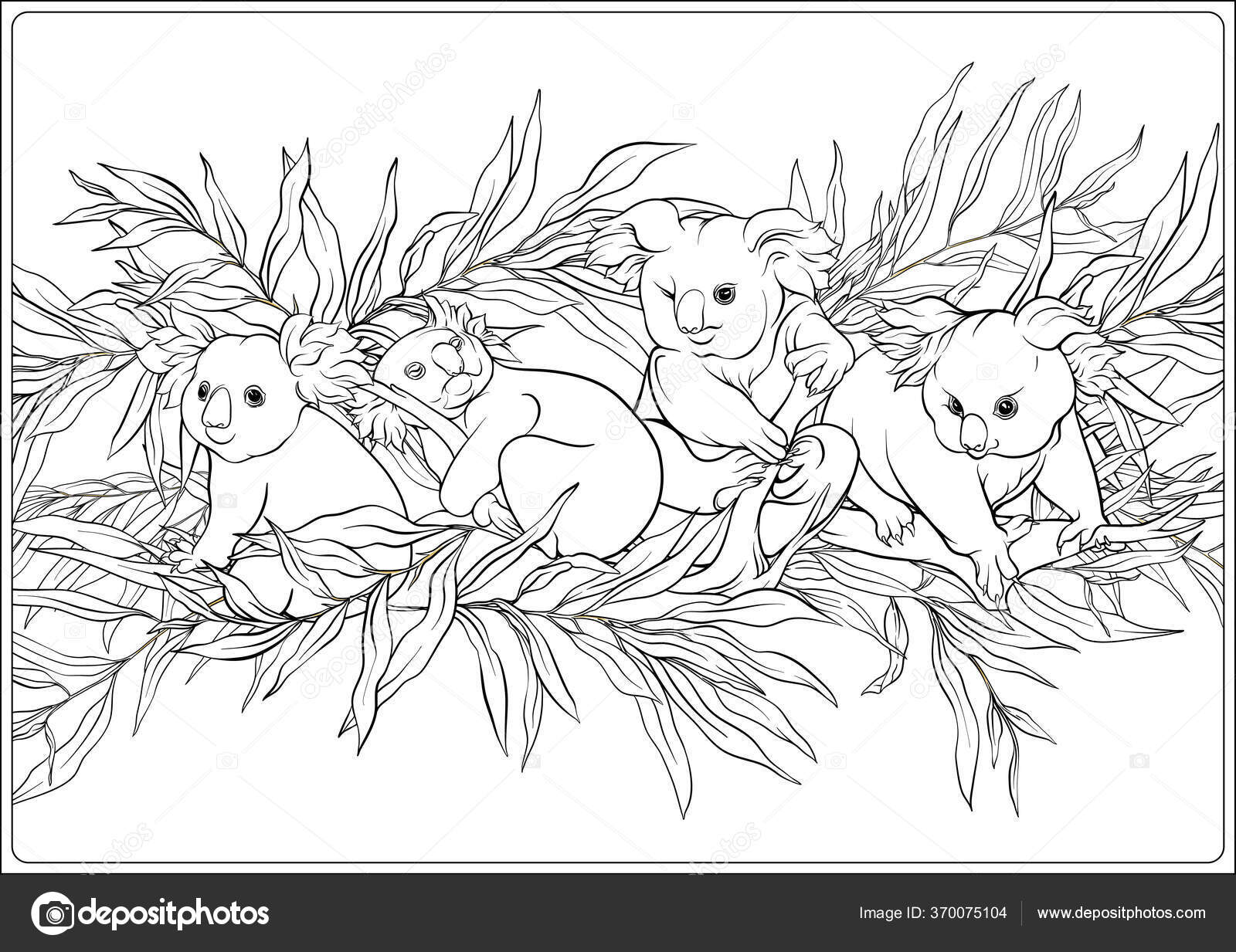 Vetor de ilustração de página para colorir de desenho de coala