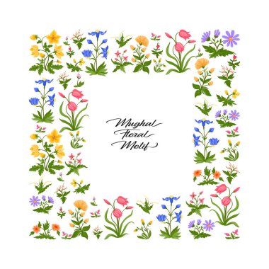 Tradition mughal motif, fantasy flowers in retro, vintage style. clipart