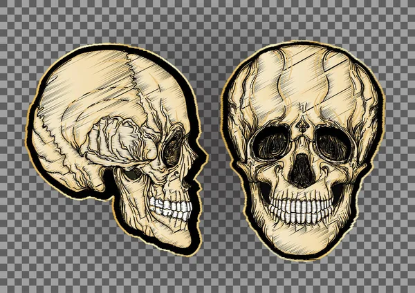 Вышитое пятно с цветочным рисунком человеческого черепа — стоковый вектор