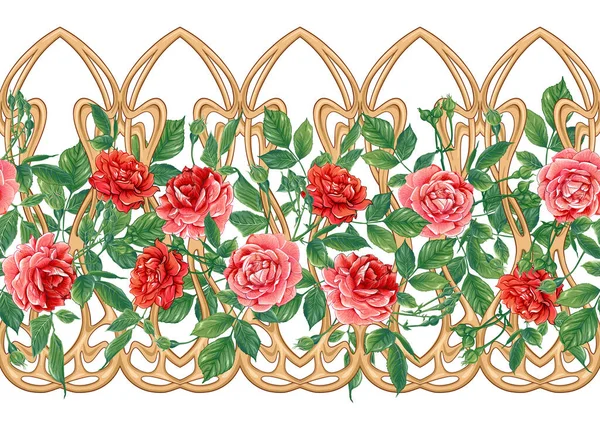 Sömlöst mönster med rosor blommor — Stock vektor