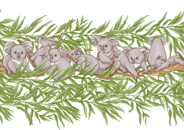 Koala bear seamless pattern.