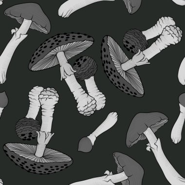 Kusursuz desen, mucizevi, halüsinojenik bitkilerin arka planı.