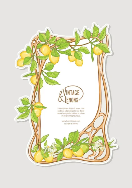 Frame in art nouveau style with lemon — Stock Vector