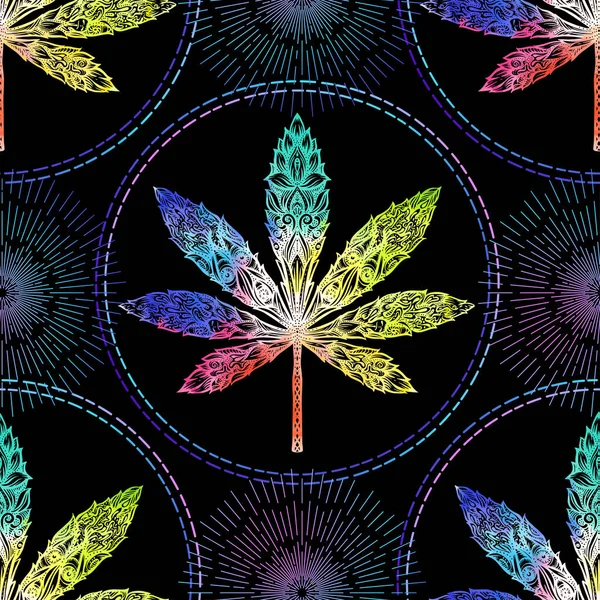 Cannabis hinterlässt nahtloses Muster, Hintergrund. — Stockvektor