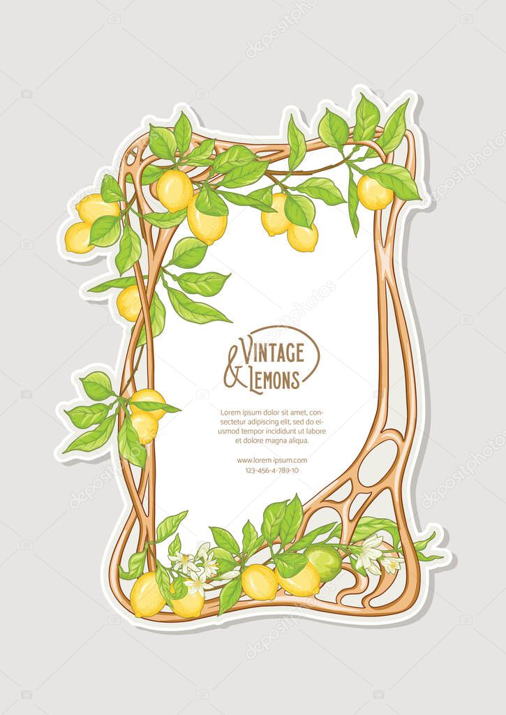 Frame in art nouveau style with lemon