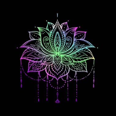 Süslü nilüfer çiçeği. Ayurveda uyum sembolü