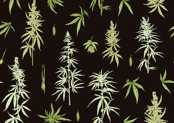 大麻，大麻无缝模式，背景. — 图库矢量图片