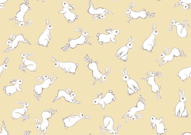 Kusursuz şablon, tatlı tavşanlı arka plan, tavşanlar..