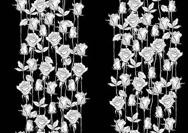 Černé a bílé růže bezešvé vzor, pozadí. — Stockový vektor