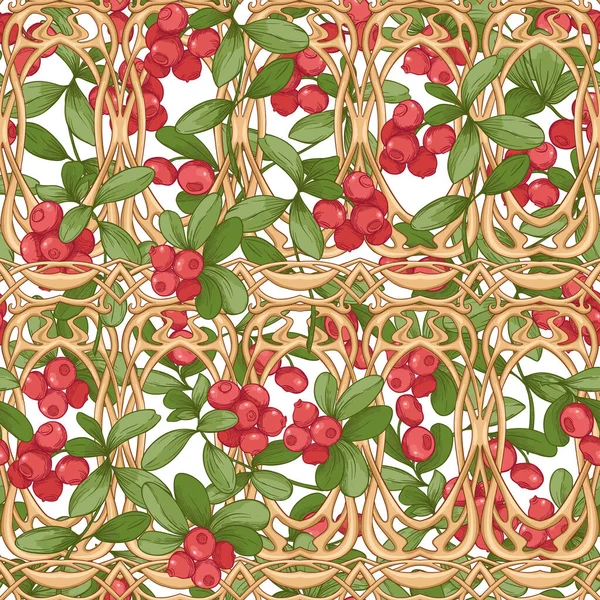 Cranberry. Seamless pattern — Stock Vector