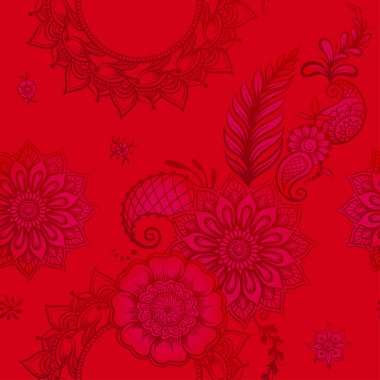 Doğu etnik tarzı kompozisyonlar, mehendi, geleneksel Hint kınası çiçek süsü..