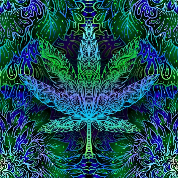 Cannabis hojas patrón sin costura, fondo. — Vector de stock