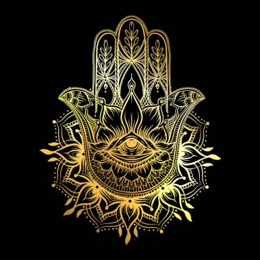 Süslü el çizimi hamsa.