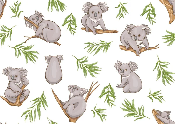 Koala bear seamless pattern.