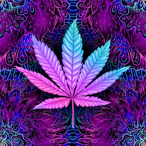 Cannabis laat een naadloos patroon, achtergrond achter. — Stockvector