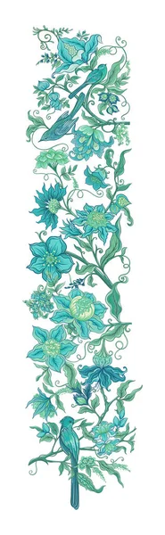 Fleurs fantastiques dans le style rétro, vintage, broderie jacobean. — Image vectorielle