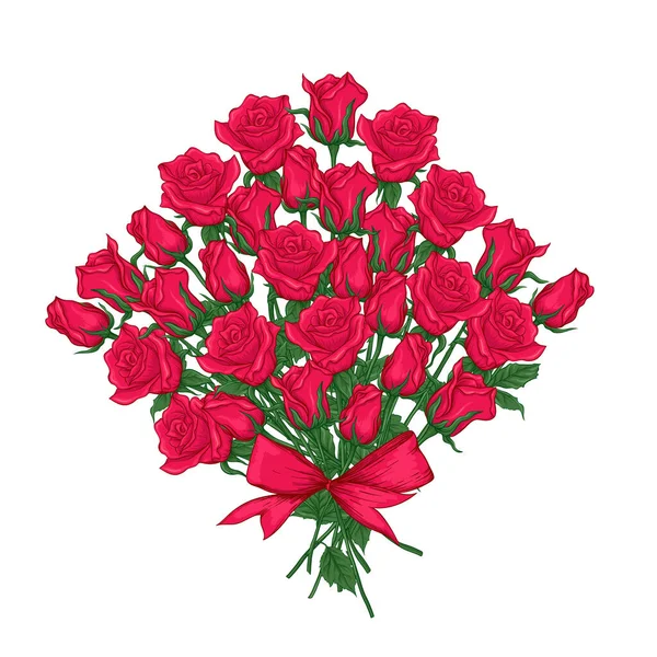 Rosas vermelhas preparadas. Ilustração vetorial multicolor . — Vetor de Stock