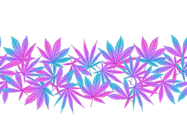 Feuilles de cannabis motif sans couture, fond. — Image vectorielle