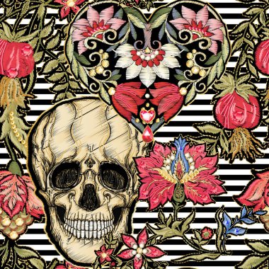 Kusursuz desen, yamayla arkaplan, nakış taklidi.