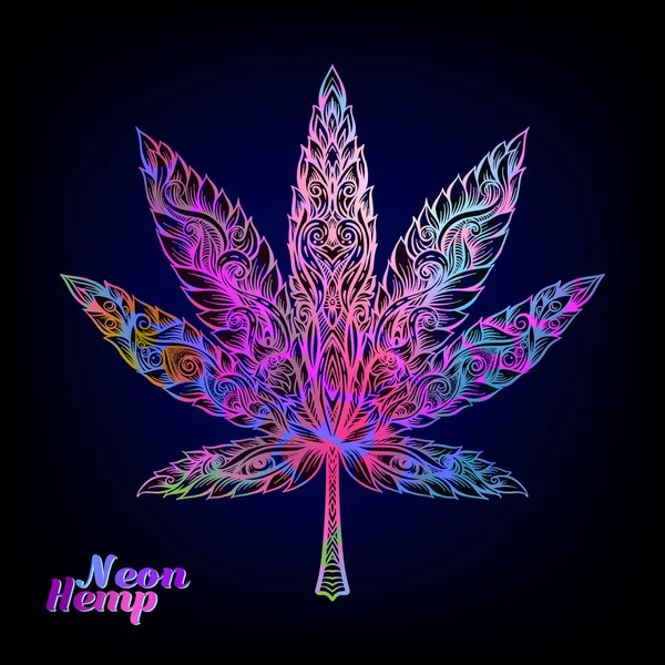 Feuille de cannabis décorée avec un motif moderne original . — Image vectorielle