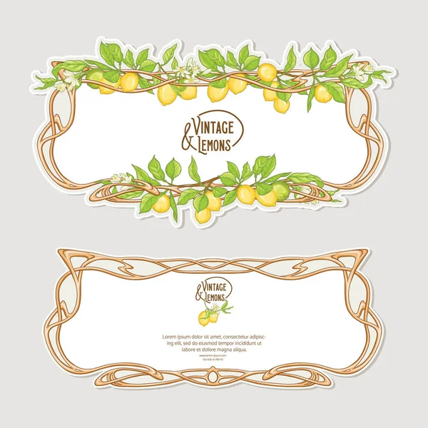 Ensemble de cadres de style art nouveau avec citron — Image vectorielle