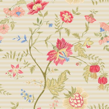 Seamless pattern with stylized ornamental flowers clipart