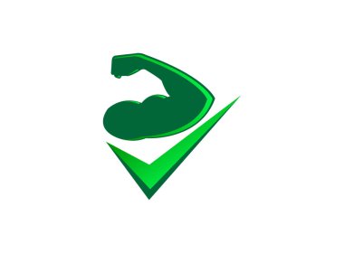 Beyaz arkaplanda logo tasarımı çizimi için kontrol işaretli kol kasları
