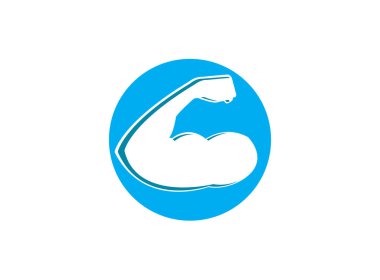 Beyaz arkaplanda logo tasarımı çizimi için kol kası simgesi