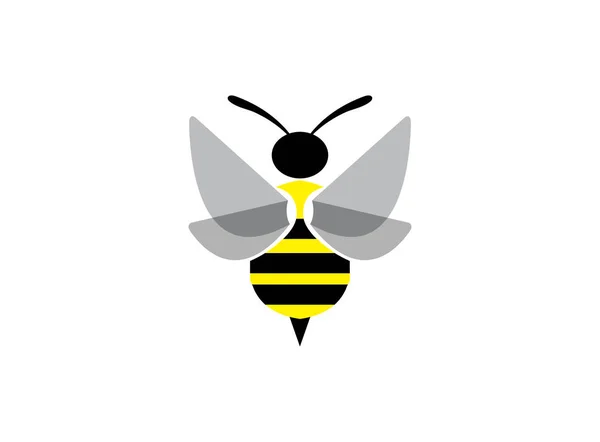 Pszczoła Otwarte Skrzydła Latać Logo Projekt Ilustracja Białym Tle — Zdjęcie stockowe