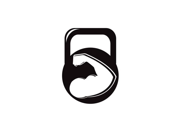 Arm Bizeps Starke Hand Einer Kettlebell Ikone Cartoon Logo Design — Stockfoto
