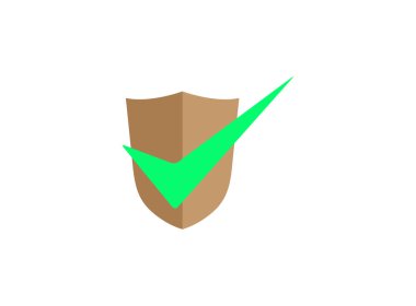 Beyaz arkaplanda logo tasarımı çizimi için işaretli kalkan güvenli bağlantı simgesi