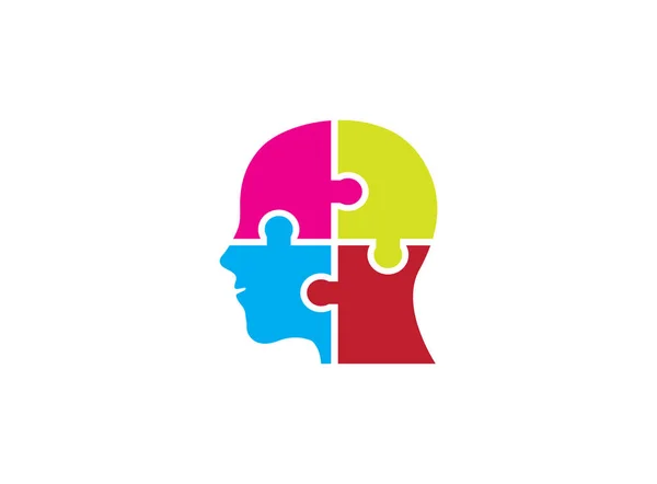 Puzzle Tête Dans Cerveau Pour Logo Design Couleurs Illustration Sur — Photo