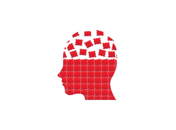 Puzzle Tête Dans Cerveau Pour Illustration Logo Design Sur Fond — Photo