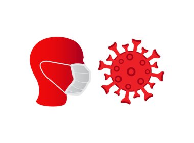 Beyaz arkaplanda logo tasarımı illüstrasyonu için koronavirüs hastalığı koruma simgesi