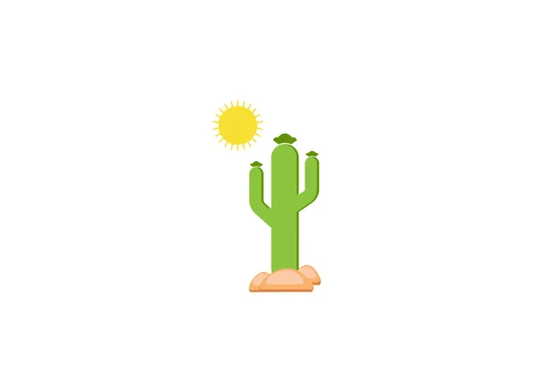 Cactus tree and sun logo design illustration on white background