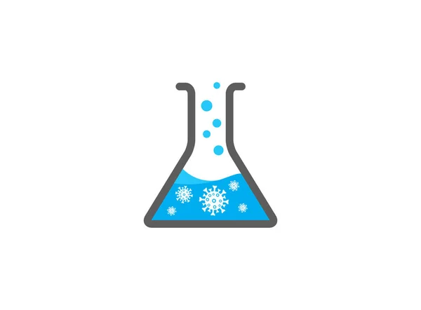 Bker实验室内装有化学物质的烧瓶使气泡图标研究标志的设计成为白色背景上的符号图解 — 图库照片
